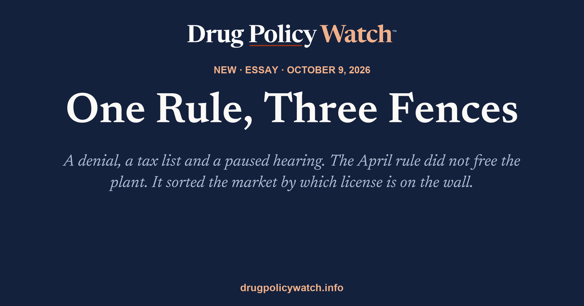 Share card: One Rule, Three Fences: How the April Rescheduling Order Sorts the Market by Paperwork